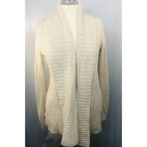 Beautiful Vince Cream Knit Ribbed Yak & Wool Open Front Cardigan Sweater Small